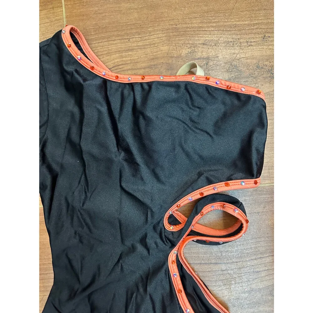Pre-Owned Dance Costume 10th House TH24172 Large Child Orange Asymmetrical Jazz